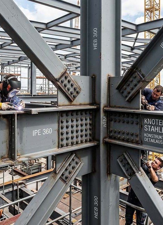 Knotenpunkte Stahlbau Knotenpunkte Stahlbau – Konstruktion, Lastübertragung & Anschlussdetails für Industrie-/Gewerbebauten | PB Smart